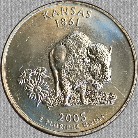 2005 Kansas Quarter "IN GOD WE RUST" also die crack on reverse, ties it ...