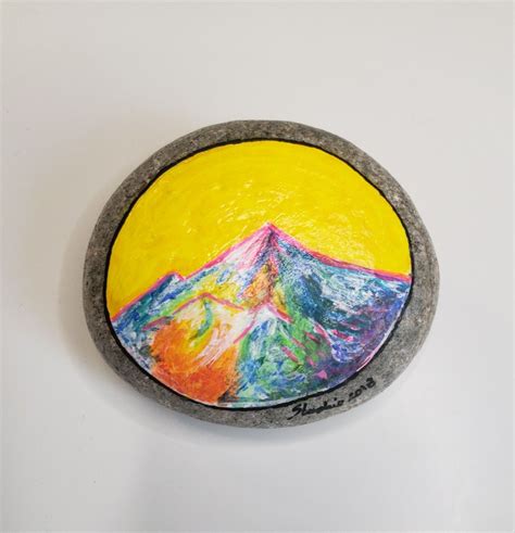 Mountain Painted Rock, Colorful | Painted rocks, Stone painting, Painting