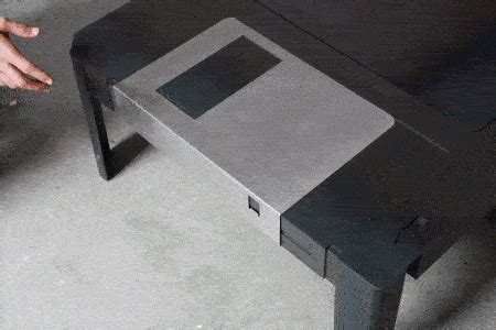 This Retro Floppy Disk Coffee Table Features a Hidden Storage Area By ...