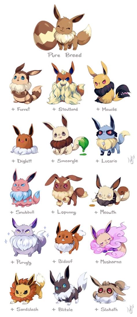 Mixed Breed Eevees / Oh my gosh I want the + Musharna and + smeargle ...