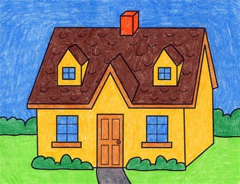 Easy How to Draw a House Tutorial and House Coloring Page | House ...