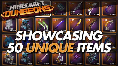 Showcasing 50 UNIQUE ITEMS in Minecraft Dungeons - YouTube