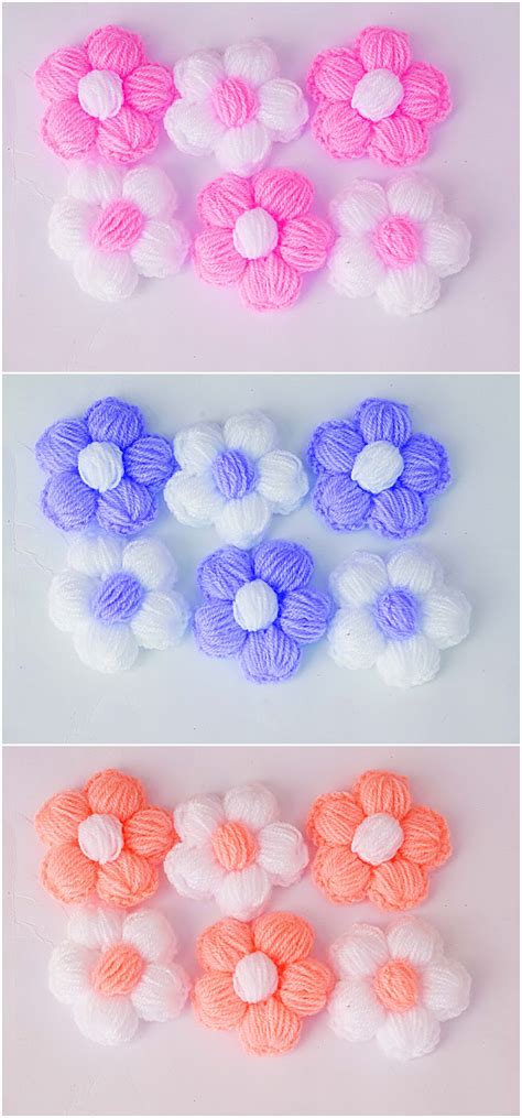 Crochet Lovely Puff Flowers - We Love Crochet