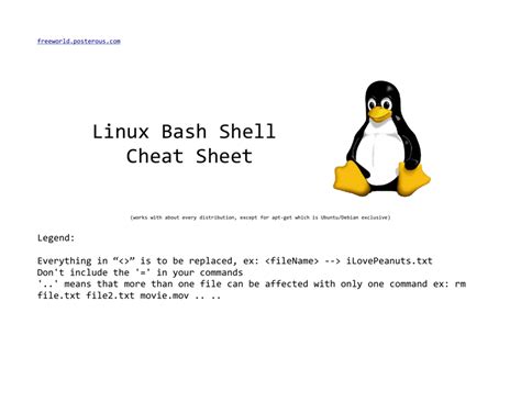 Linux Bash Shell Cheat Sheet Download Printable PDF | Templateroller