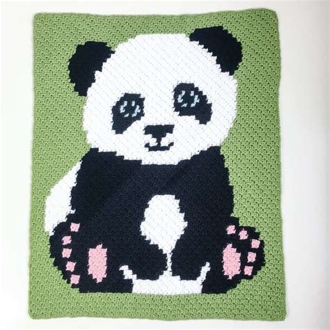 Panda Bear C2C Crochet Blanket free pattern - Nana's Crafty Home