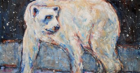 Vicki Wood, JD: Polar Bear in Snow Storm - Oil Painting