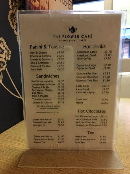 Menu at Flower Power cafe, Stevenage, 73 High St