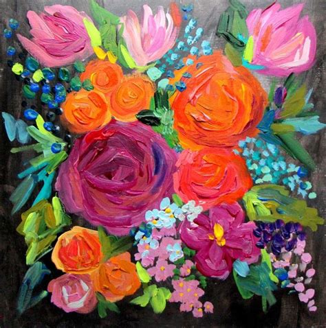 Canvas Flower Paintings Inspirational original Small Abstract Flower ...