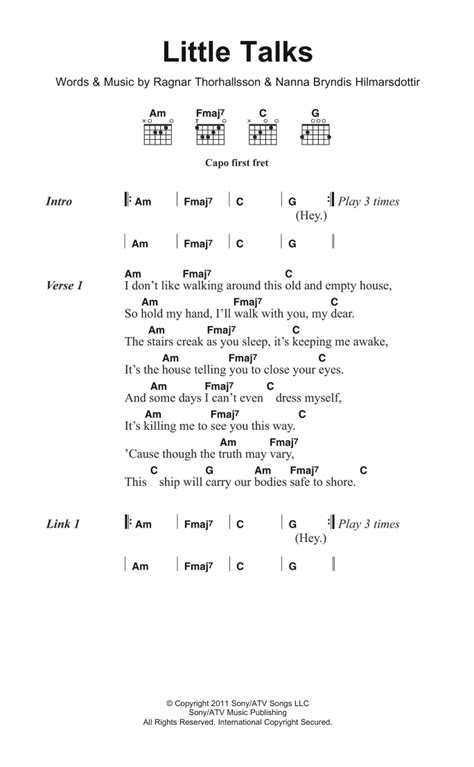 Little Talks by Of Monsters And Men - Guitar Chords/Lyrics - Guitar ...