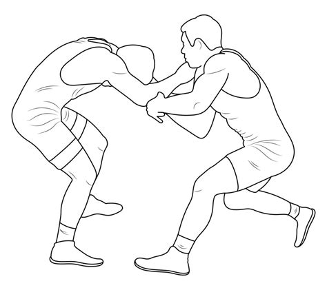 Silhouette outline athletes wrestlers in wrestling, duel, fight. Sketch ...