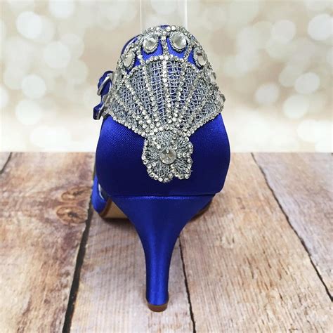 Blue Wedding Shoes Blue Bridal Heels Vintage Wedding Bling - Etsy