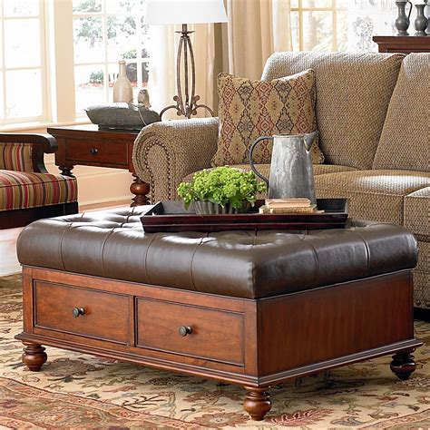 Ottoman-Cocktail-Table | Tufted ottoman coffee table, Leather ottoman coffee table, Storage ...