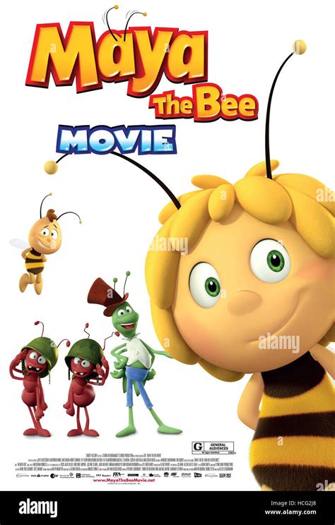 MAYA THE BEE MOVIE, US poster, Willy (top left, voice: Kodi Smit-McPhee), Maya (right, voice ...