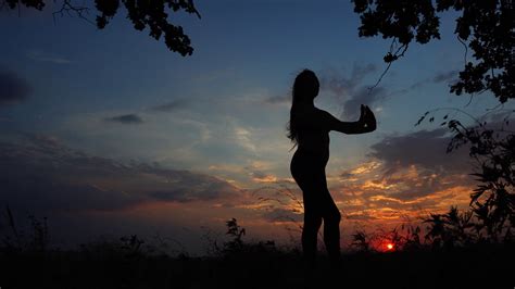 Silhouette Female Girl Yoga Background Of Stock Footage SBV-309427314 - Storyblocks