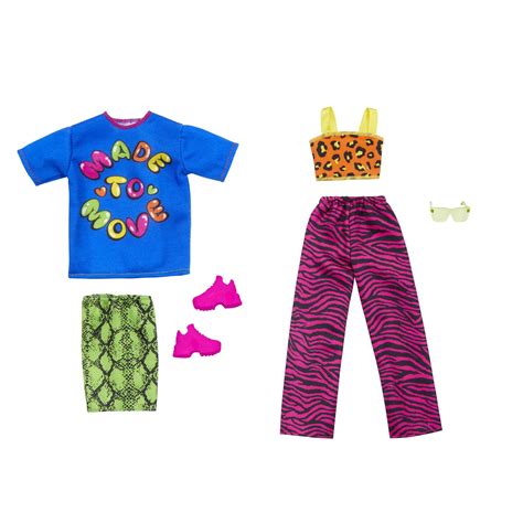 Barbie Clothes, Vibrant Fashion and Accessory 2-Pack for Barbie Dolls ...