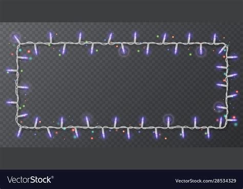 Christmas lights border light string frame Vector Image