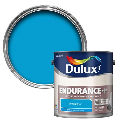 Dulux Endurance Striking Cyan Matt Emulsion Paint 2.5L | Departments | DIY at B&Q