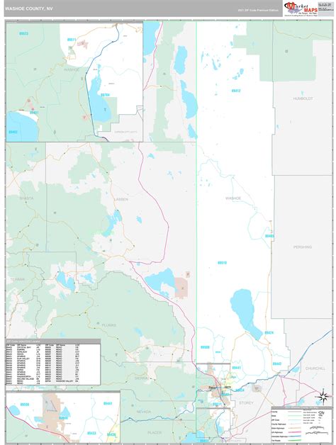 Washoe County, NV Wall Map Premium Style by MarketMAPS