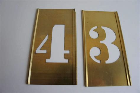 Industrial Vintage Brass Number Stencils 3 4