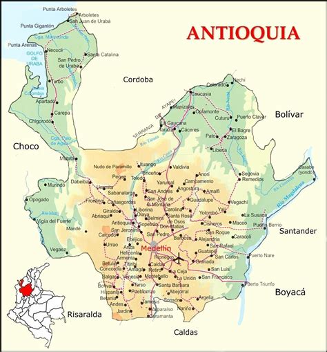 Antioquia road map - Full size | Gifex