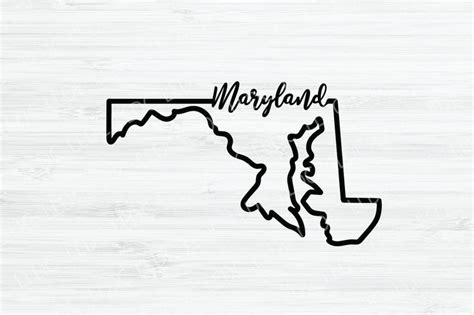 Maryland Outline SVG. Maryland Cursive Vector File. Maryland Design ...