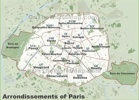 Paris city map arrondissements - Map of Paris city arrondissements (Île ...