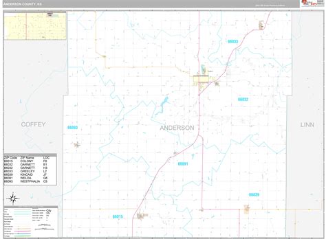 Anderson County, KS Wall Map Premium Style by MarketMAPS - MapSales.com