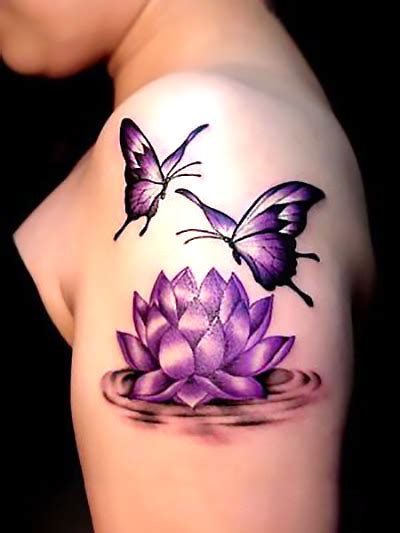 Lotus Flower and Butterfly Tattoo Idea