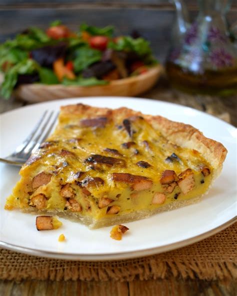 This vegan quiche lorraine is made from a base of chickpea flour. Smoky ...