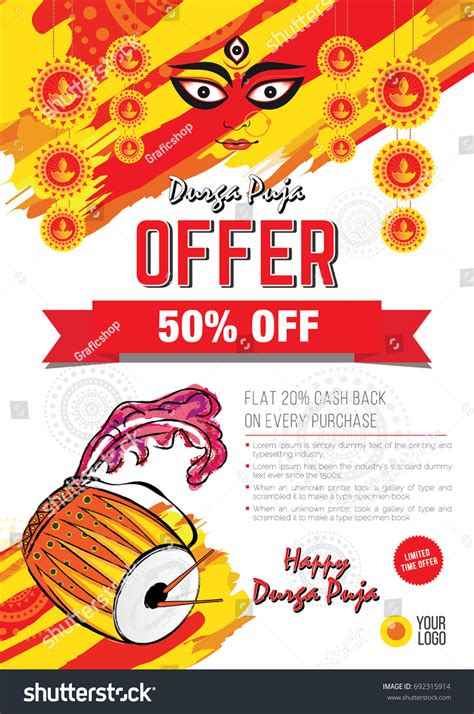 Creative Durga Puja Poster Design Template Stock Vector (Royalty Free) 692315914 | Shutterstock