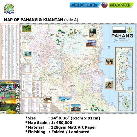 Road Map of Pahang & Kuantan / Peta Panduan Jalan Pahang & Kuantan 彭亨州与关丹市街道详图 WEM Malaysia ...