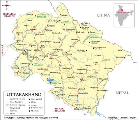 Uttarakhand Map In Hindi