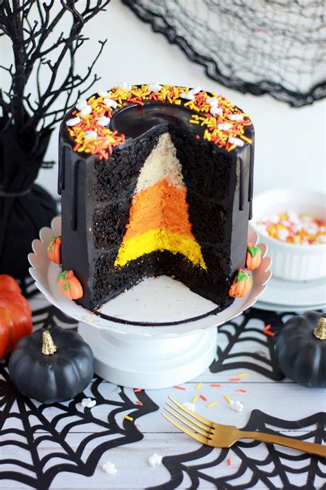 Halloween Candy Corn Cake - Baking with Blondie