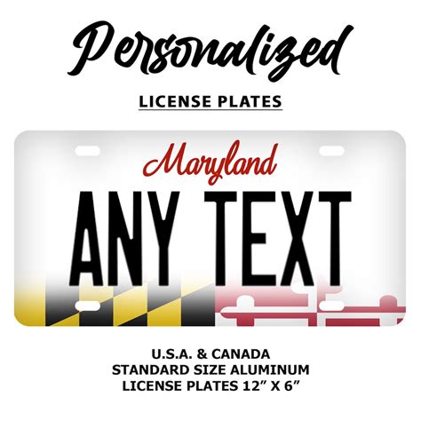 Custom Maryland License Plate Personalized Name Customized Text All 50 ...