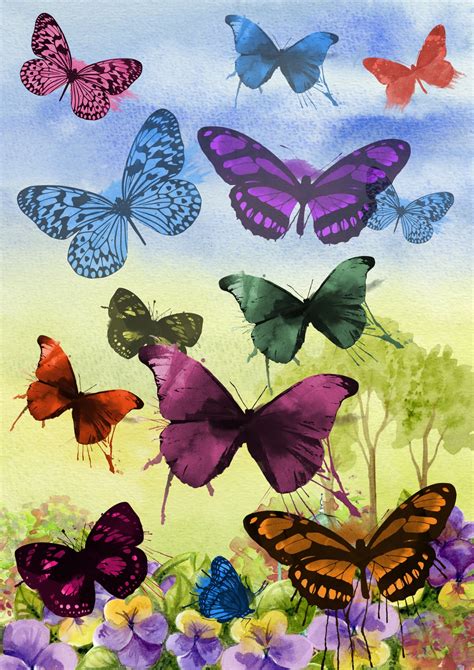Watercolor Butterflies Art Free Stock Photo - Public Domain Pictures