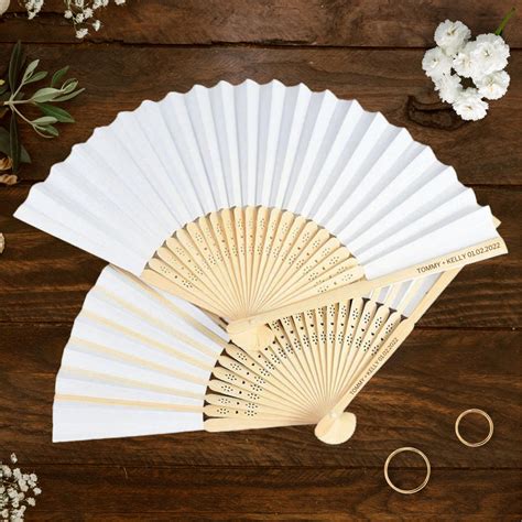 Personalised Bamboo Destination/ Garden/ Beach Wedding Fan, Engraved Wooden Foldable Paper Hand ...