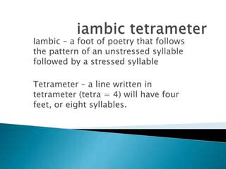 Iambic tetrameter and rhyming couplet