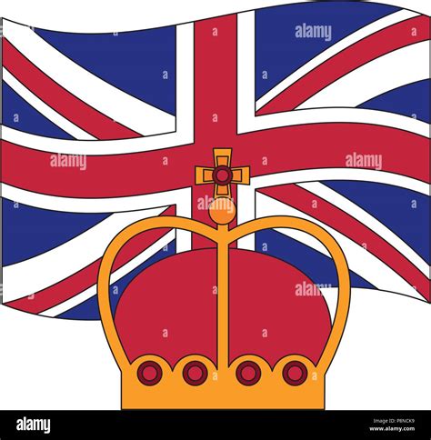 united kingdom flag and crown monarchy symbol vector illustration Stock Vector Image & Art - Alamy