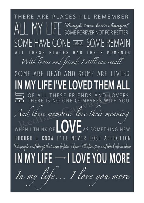 In My Life Beatles Lyrics on Canvas for the Music Lover - Etsy