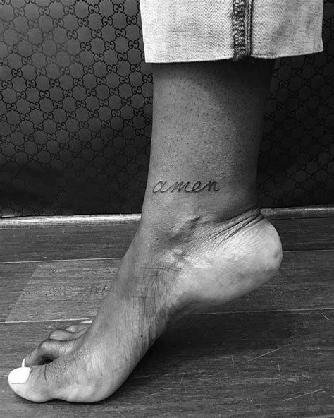 “Amen” tattoo on the right inner ankle bone. | Tatuajes de celebridades ...