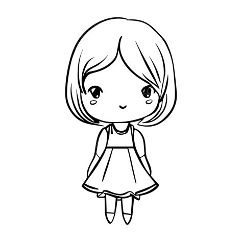 Cute Girl Sketch Vector Design, Cute Girl Without Colour, Cute Girl Sketch, Cute Girl Line Art ...