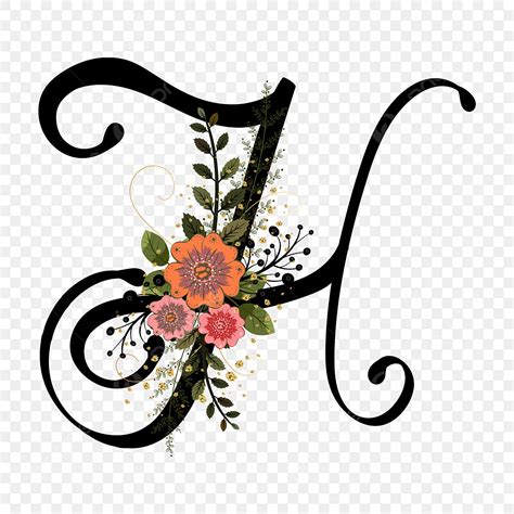 Alfabeto Letra H Con Flores Vintage PNG , Alfabeto, Carta H, Coleccion Alphabet PNG y Vector ...