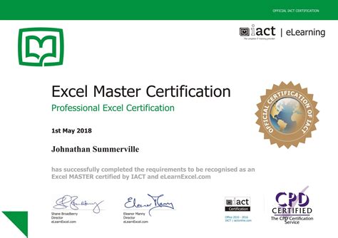 Excel Training Certificate | TUTORE.ORG - Master of Documents