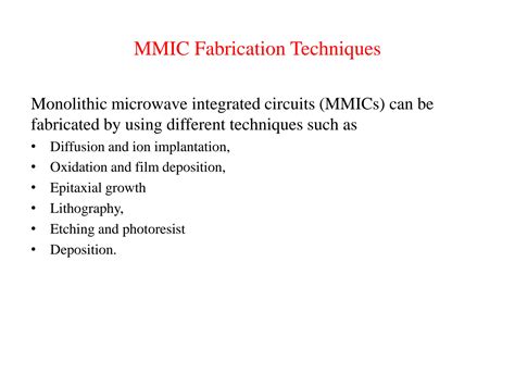 SOLUTION: Mmic fabrication techniques - Studypool