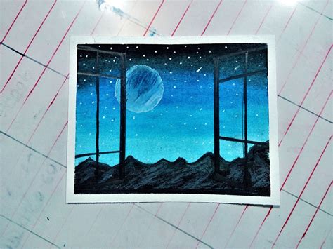 How To Draw Moonlight Scenery With Oil Pastels - Diy crafts moonlight waterfall drawing with oil ...