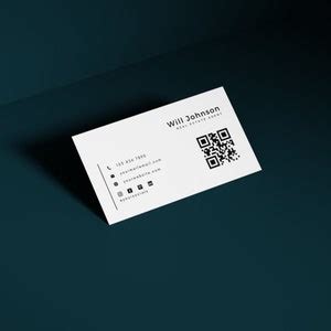 QR Code Business Card Template Printable and Editable Business Card Template, DIY Calling Card ...