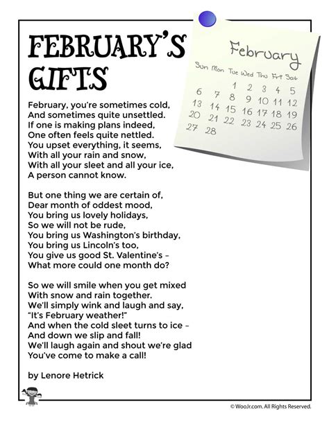 February's Gifts Poem for Kids | Woo! Jr. Kids Activities : Children's Publishing