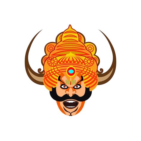 Premium Vector | Vector illustration of demon the ravana having horn