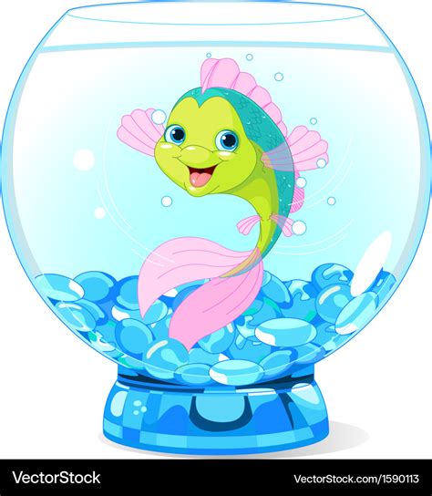 Cute cartoon fish in aquarium Royalty Free Vector Image