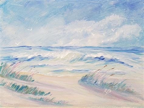 Pastel Beach acrylic painting | RJB Art Studio